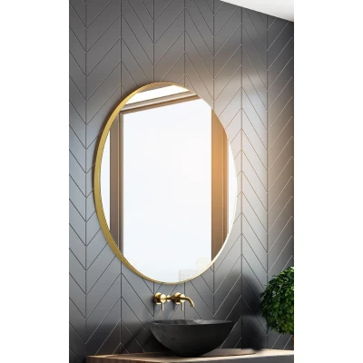 Afbeelding van LoooX Mirror Gold Line Round ronde spiegel 60cm mat goud