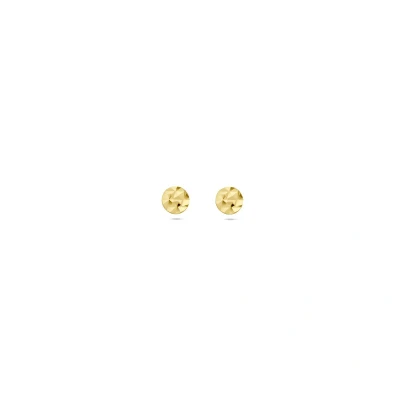 Afbeelding van 14K Geelgouden Oorknoppen Cirkel Gehamerd Design Stijlvol en Uniek