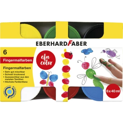 Afbeelding van 6x Vingerverf Eberhard Faber ass.kleuren 6x40ml in karton