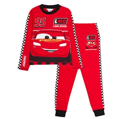 Afbeelding van Disney Cars Pyjama Kids Lightning McQueen Volledige lengte Racing Driver Dress Up Pjs Set Nachtkleding, Rood, 6 7 jaar