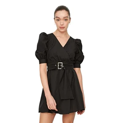 Afbeelding van Trendyol Oudroze A Lijn Gevoerd Volant Geweven Chiffon Korte Elegante Avondjurk Tprss23El00096
