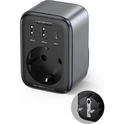 Afbeelding van UGREEN Oplader iPhone Samsung 4 in 1 Stekker met USB 30W C A