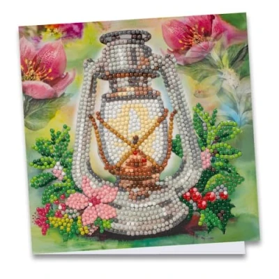 Afbeelding van Diamond Painting wenskaart, 16 cm x cm, 370 g/m², inclusief envelop en gereedschap, lampion 2