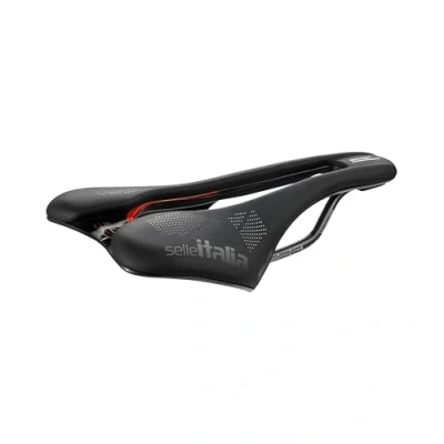 Afbeelding van Selle Italia SLR Boost KC TM Superflow Fietszadel met Klassiek ontwerp, Comfortabel Racefietszadel in Gel en gat, Chroom Mangaan Frame Maat S3, Zwart/Rood