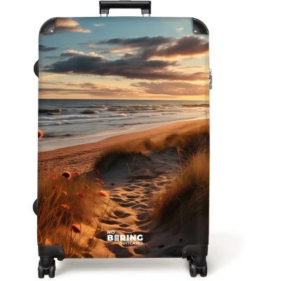Afbeelding van NoBoringSuitcases.com® Koffer groot Reiskoffer lichtgewicht Strand met helmgras Rolkoffer 4 wielen Grote trolley XL 98 liter bagage