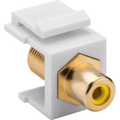 Afbeelding van Keystone module F (v) Tulp RCA video (geel) verguld / wit
