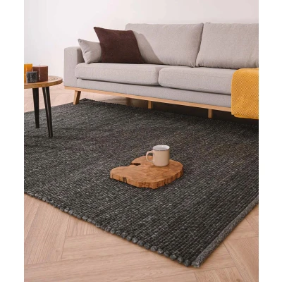 Afbeelding van Wollen Vloerkleed Lett Donkergrijs 250x340 Cm