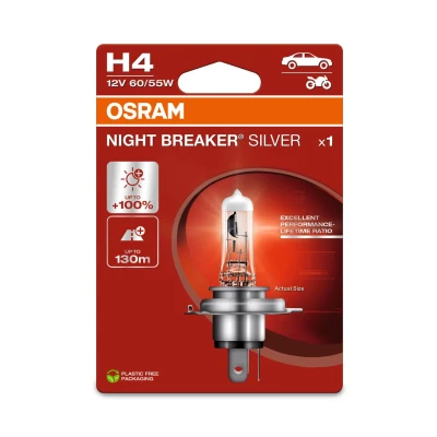 Afbeelding van OSRAM 4062172395687 Halogeenlamp Night Breaker Silver H4 60/55 W 12 V