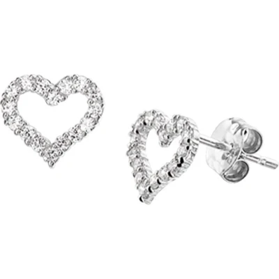Afbeelding van Trendjuwelier huiscollectie Oorknoppen Hart Zirkonia Witgoud Glanzend