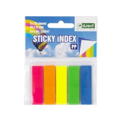Afbeelding van D.RECT 125 stuks Plakstrips Paginamarker Index Plakmarker Folie Tekststrips PP 12x45mm 5x25