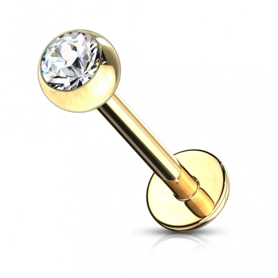 Afbeelding van piercing steentje wit gold plated 1.2x8mm