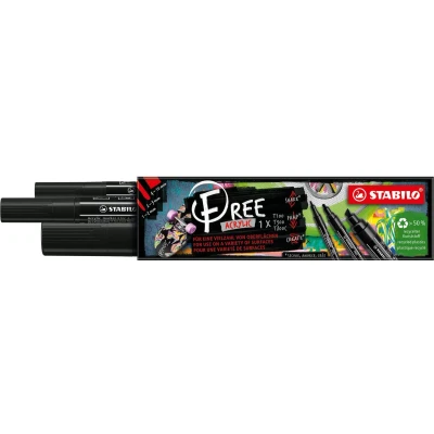 Afbeelding van STABILO FREE Acryl Marker Mixed Tip Set Zwart 3 Verschillende Sizes