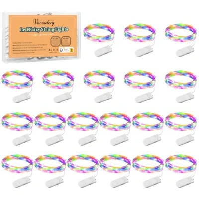 Afbeelding van Vacoulery Micro led lichtsnoer, 20 stuks, 1 m, koperdraad met 10 leds, lichtslinger, kerstverlichting, voor thuis, binnen en buiten, feesten, bruiloften, zelfgemaakte flessen (veelkleurig)