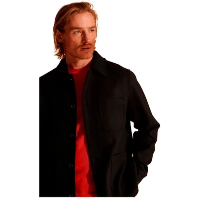 Afbeelding van SUPERDRY Utility Wollen Overshirt Mannen Zwart Maat L