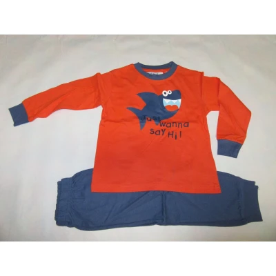 Afbeelding van Wiplala Pyjama Katoen Lange mouw Jongen Orange / blauw Wanna 6 jaar