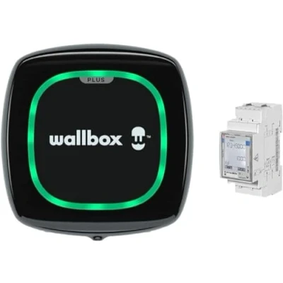 Afbeelding van Wallbox Pulsar Plus, oplader op zonne energie, elektrisch voertuig (22 kW, 5 meter, type 2, WiFi, Bluetooth, OCPP, binnen/buiten), zwart + driefasige Power Boost
