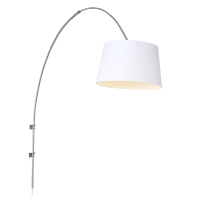 Afbeelding van Steinhauer Gramineus white shade Wandlamp Geborsteld staal 9942ST