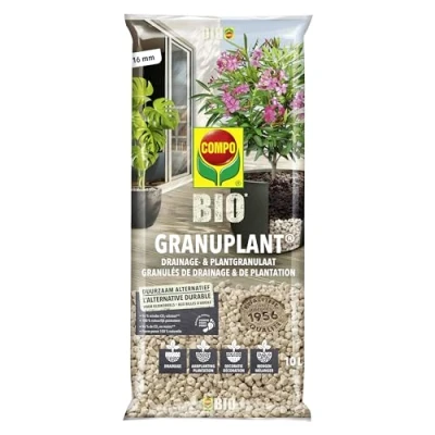 Afbeelding van COMPO Bio Granuplant 100% natuurlijk puimsteen plant &amp; drainagegranulaat duurzaam alternatief voor kleikorrels zak 10L