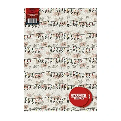 Afbeelding van Stranger Things Inpakpapier, The Upside Down Cadeauverpakking, 2 vellen tags