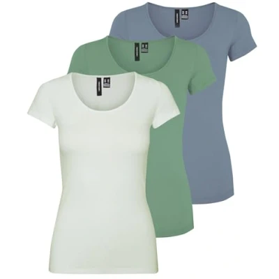 Afbeelding van VERO MODA Dames Vmmaxi My Ss Soft U Neck Noos T shirt, 3 pack (Graniet Green, Lightest Sky, Citadel), S