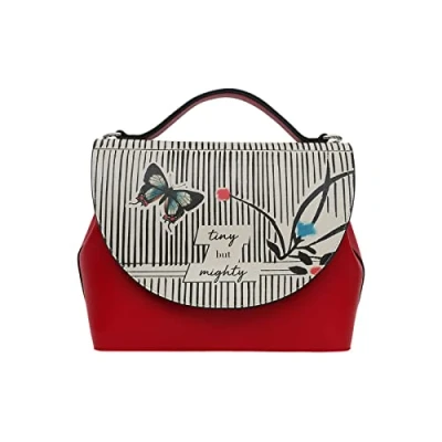 Afbeelding van DOGO Femme Cuir Vegan Noir Fait Main et Mode Sac à Tiny but Mightly Motif