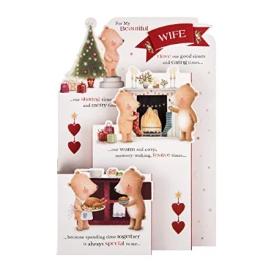 Afbeelding van Hallmark Kerstkaart voor vrouw schattig 3D Pop up ontwerp met oprechte vers