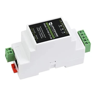 Afbeelding van Waveshare RS485 naar RJ45 Ethernet convertermodule, geïsoleerde seriële server voor industriële railmontage, TCP/IP module, 10/100M connector met automatische onderhandeling, POE functie