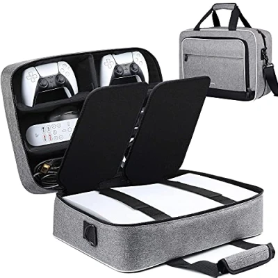 Afbeelding van ZtotopCases voor draagtas, compatibel met console en disk/Digital Edition, handtas controller, games, gaming headset, consolebasis accessoires, grijs, Zwart/Zilver, bescherming,