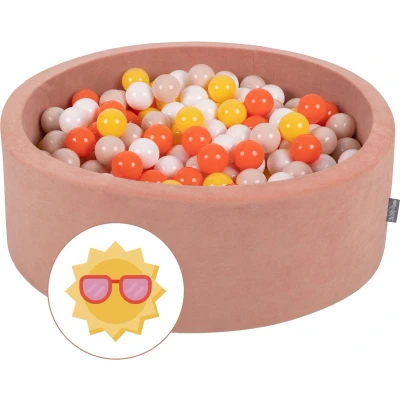 Afbeelding van KiddyMoon Ballenbad Met Kleurrijke Ballen 90X30cm/200 ∅ 7Cm Voor Baby&#039;s Kinderen Rond, Zomer:Geel/Oranje/Pastel Beige/Wit