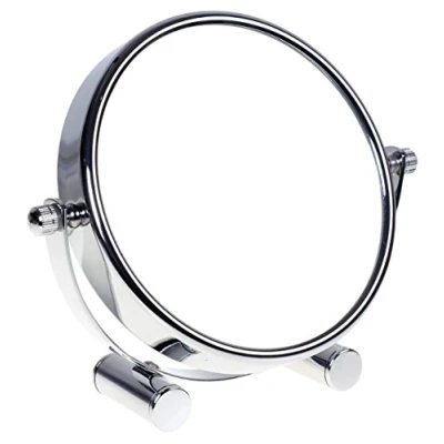 Afbeelding van HIMRY Vrijstaand Klein 5&quot; Scheerspiegel, 7x Vergroting Make up Spiegel, Tweezijdige Draaibare, Verchroomde Cosmetische Tafelspiegel, Compacte Spiegel Voor Thuis en Op Reis, KXD3104