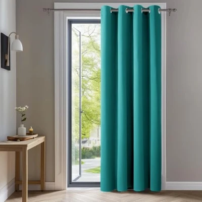 Afbeelding van Deconovo Verduisteringsgordijnen met Ringen, Turquoise, Thermische Gordijnpanelen Blackout Stof voor Woonkamer, 140x290 cm (B x H), 1 stuk