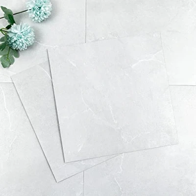 Afbeelding van Hode PVC vloerbedekking, vinylvloer, zelfklevende tegels, plaktegels, vloer, asgrijs, marmer, 30 cm x cm, waterdicht, 0,9 m² dikte, 1,5 mm, 10 tegels