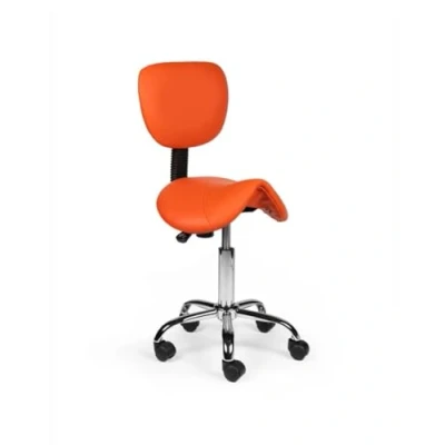 Afbeelding van zadelkruk rugleuning Laag Oranje Zithoogte 40/58cm kruk op wielen krukje werkkruk bureaukruk kapperskruk verstelbaar draaikruk tabouret met tot 160kg