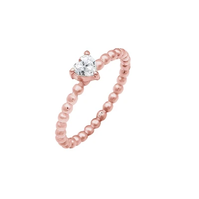 Afbeelding van Elli Heart Classic Ring Rose goldcoloured, Dames, Maat: 54, gold coloured