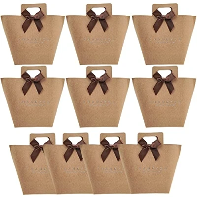 Afbeelding van CENRONG Geschenkdozen van kraftpapier, 10 stuks, bruiloftsgunst, papier, snoep, kraftdozen met striklint, handbediende kleine dozen voor doe het zelf bruilofts en feestgeschenken gunsten