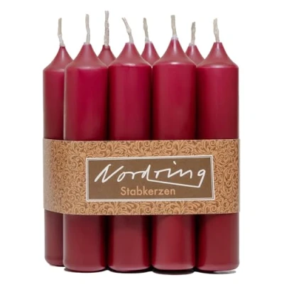 Afbeelding van Nordring 8 stuks staafkaarsen rood 2,2 x 11 cm hoog