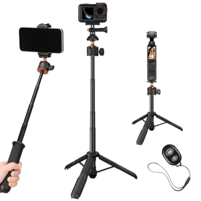 Afbeelding van K&amp;F Concept MS11 selfiestick tafelstatief, 60 cm met afstandsbediening, statief voor smartphone, mini statief, compatibel iPhone/Samsung/DJI Osmo Action/Insta 360