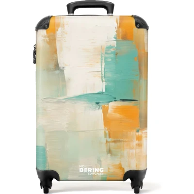 Afbeelding van NoBoringSuitcases.com® Handbagage koffer lichtgewicht Reiskoffer trolley Abstracte vlakken Rolkoffer met wieltjes Past binnen 55x40x20 en 55x35x25