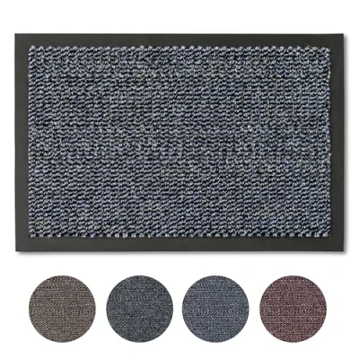 Afbeelding van deurmat 60x80 cm voor binnen sneldrogende antislip afritsbaar blauw gevlekt effen