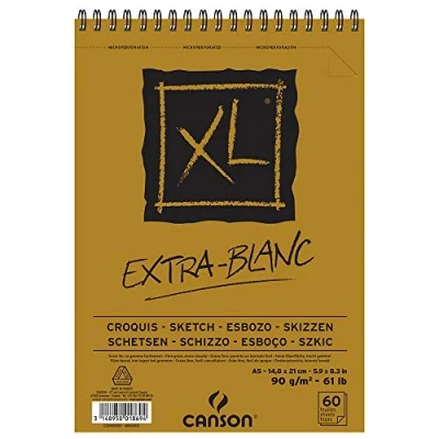 Afbeelding van CANSON XL® Extra Blanc, extrawit schetsblok, DIN A5, 60 vellen, 90 g/m2