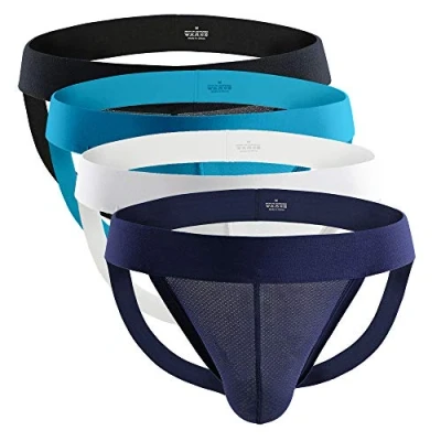 Afbeelding van Billtop Jockstrap strings voor heren, atletische ondersteuning, slip, sexy, strings, ondergoed, 4 stuks meerkleurig 01, S