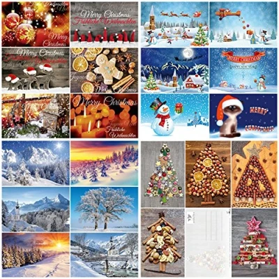 Afbeelding van Edition Colibri set van 100 kerstkaarten &quot;Kerstmis&quot;, postkaartenset met een kleurrijke mix 25 verschillende motieven á 4 stuks (10642 10831)