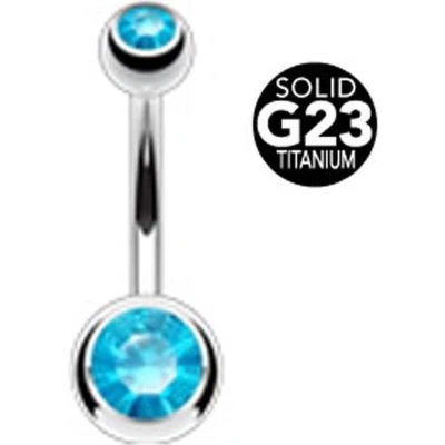 Afbeelding van Piercing titanium steen aqua