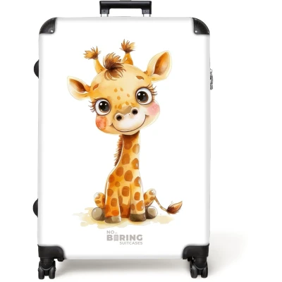 Afbeelding van NoBoringSuitcases.com® Koffer groot Reiskoffer lichtgewicht Baby giraffe Rolkoffer met 4 wielen Grote trolley XL 98 liter bagage