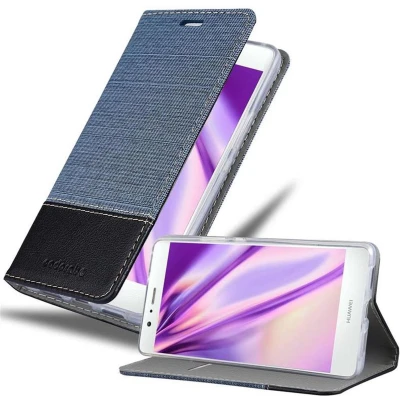 Afbeelding van Cadorabo Hoesje geschikt voor Huawei P9 LITE 2016 / G9 in DONKERBLAUW ZWART Beschermhoes met magnetische sluiting, standfunctie en kaartvakje Book Case Cover Etui