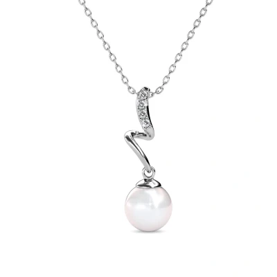 Afbeelding van Yolora Dames ketting met Hanger Parel en Kalpa Camaka Kristallen Zilverkleurig 18K Witgoud Verguld Vrouwen Collier Zilver Sieraden Luxe Giftbox Geschenkdoos Cadeau doos Exclusieve Geschenkverpakking Mooie Cadeauverpakking