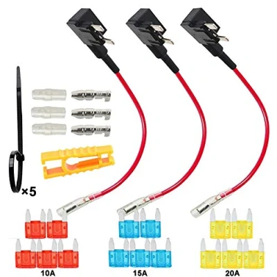 Afbeelding van QitinDasen 3Pcs Premium 12V / 24V ACS Kleine Add a Circuit Zekeringkraan, Piggyback Blade Zekeringhouder, met Kabelboom en 15Pcs Gratis Mini Bladzekeringen