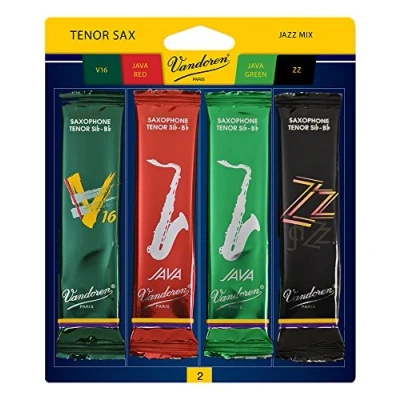 Afbeelding van Vandoren Srmixt2 Tenor Saxofoon Jazz Reed Mix kaart Inclusief 1 elke ZZ, V16, Java en Rode Kracht 2 Strength