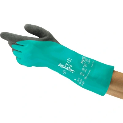 Afbeelding van Ansell Alphatec 58 735 Nitrilwerkhandschoenen Resistent Snit, Chemicaliën En Vloeistoffen, Industriële Beschermingshandschoenen, Zwaar Werk, Groen (6 Paren)