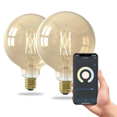 Afbeelding van Calex Slimme LED Lamp 2 stuks E27 G125 Goud Warm Wit 7W